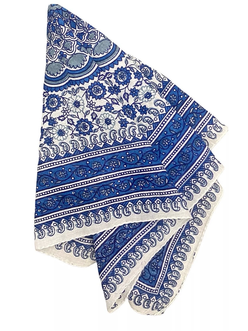 Free People Blue and White Floral Bandana Scarf